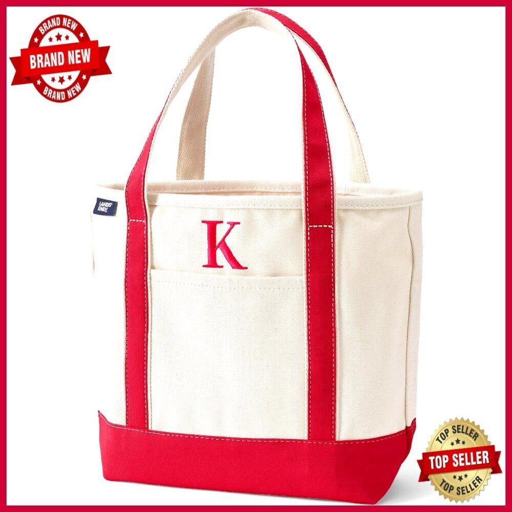 Medium Cotton Tote Bag with Monogram, 5 Pockets, Heavy Duty